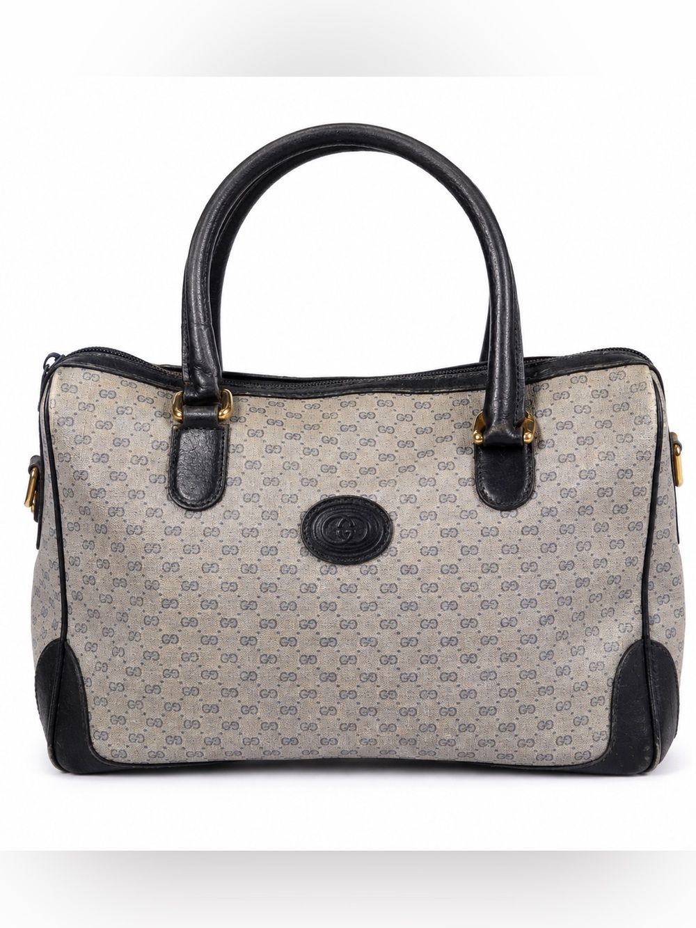 Vintage Gucci Micro GG Monogram Boston Bag Black Leather
